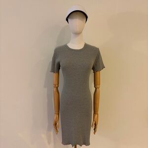 NWOT VANS Ribbed Bodycon Tee Shirt Dress | Gray | M | Rainbow Trim